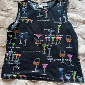 Colorful Cocktail Print Tank Top - VINTAGE